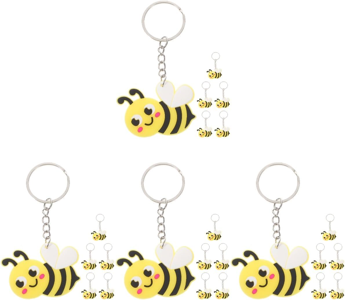 LUOZZY 24 Pcs Cartoon Bee Keychain Backpack Purse Hanging Keyring Party Favors