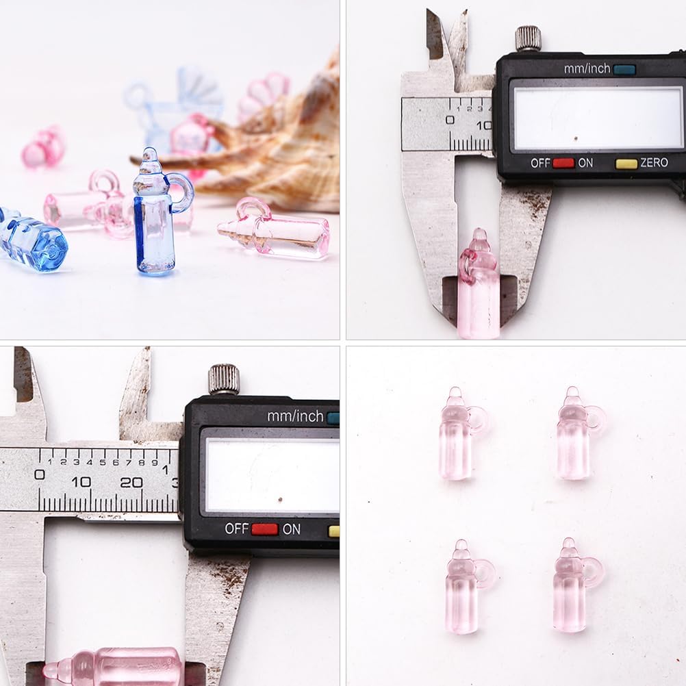 48pcs Acrylic Milk Bottle Charms Pink Blue DIY Photo Props