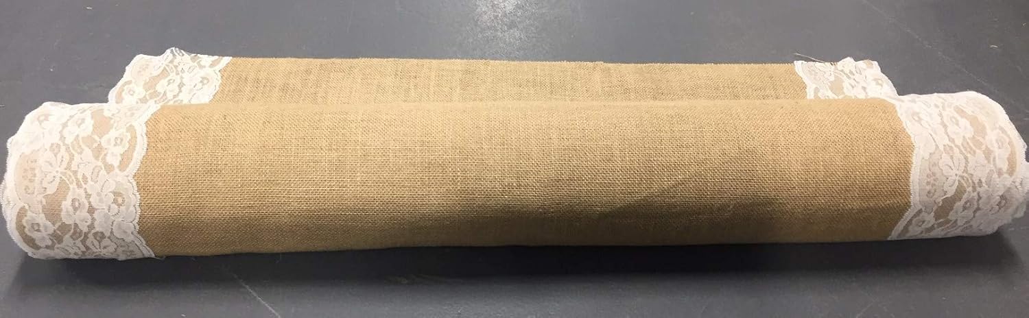 AAYU Premium Burlap Wedding Aisle Runner 48x50ft White Ivory