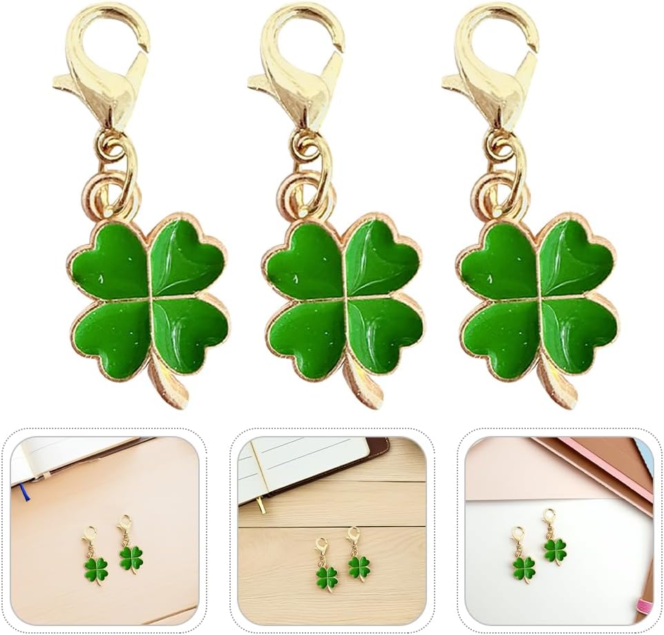 LOGOFUN 100pcs Four Leaf Clover Keychain Lucky Charm