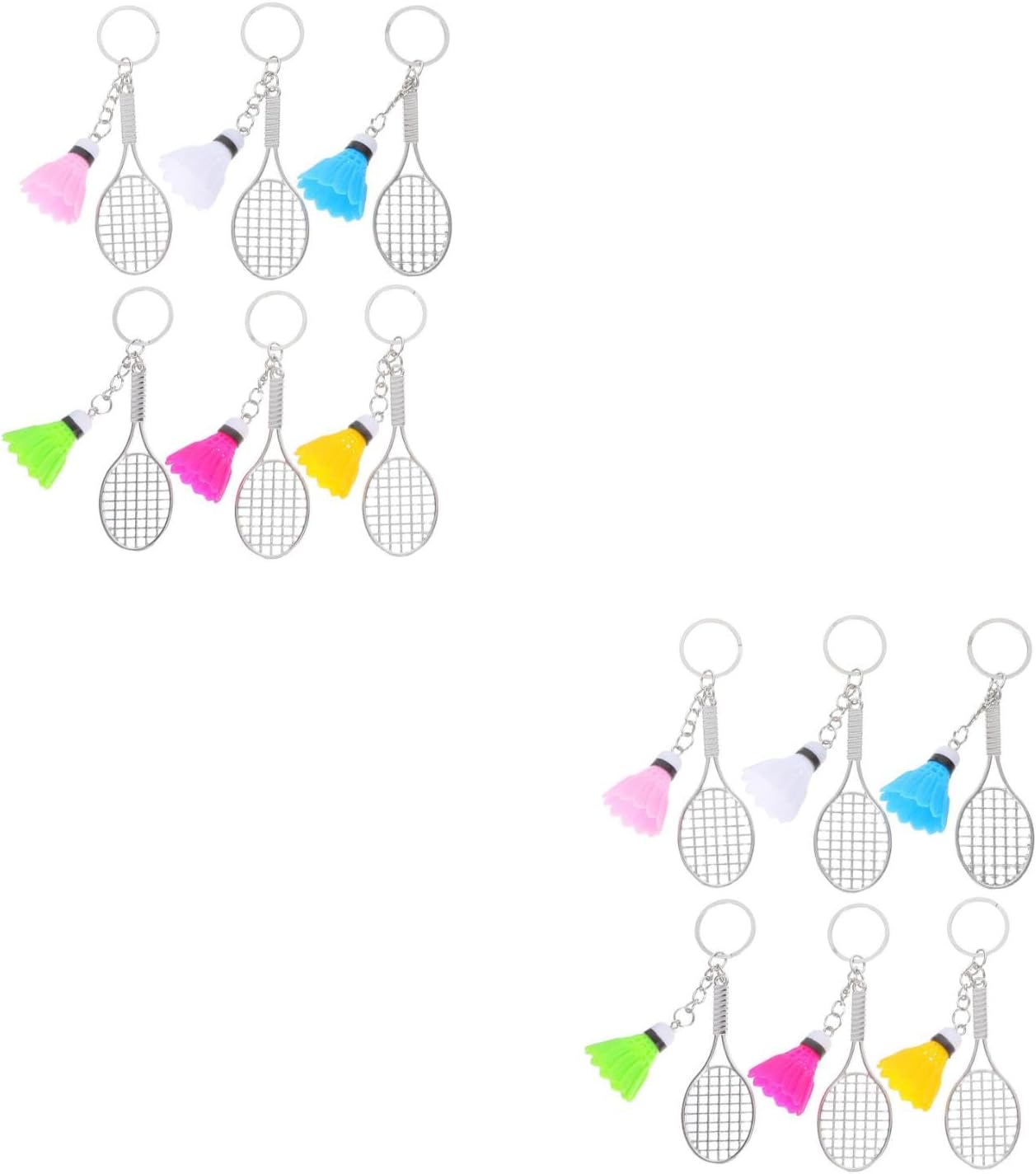 LOGOFUN 12PCS Mini Alloy Badminton Racket Keychain