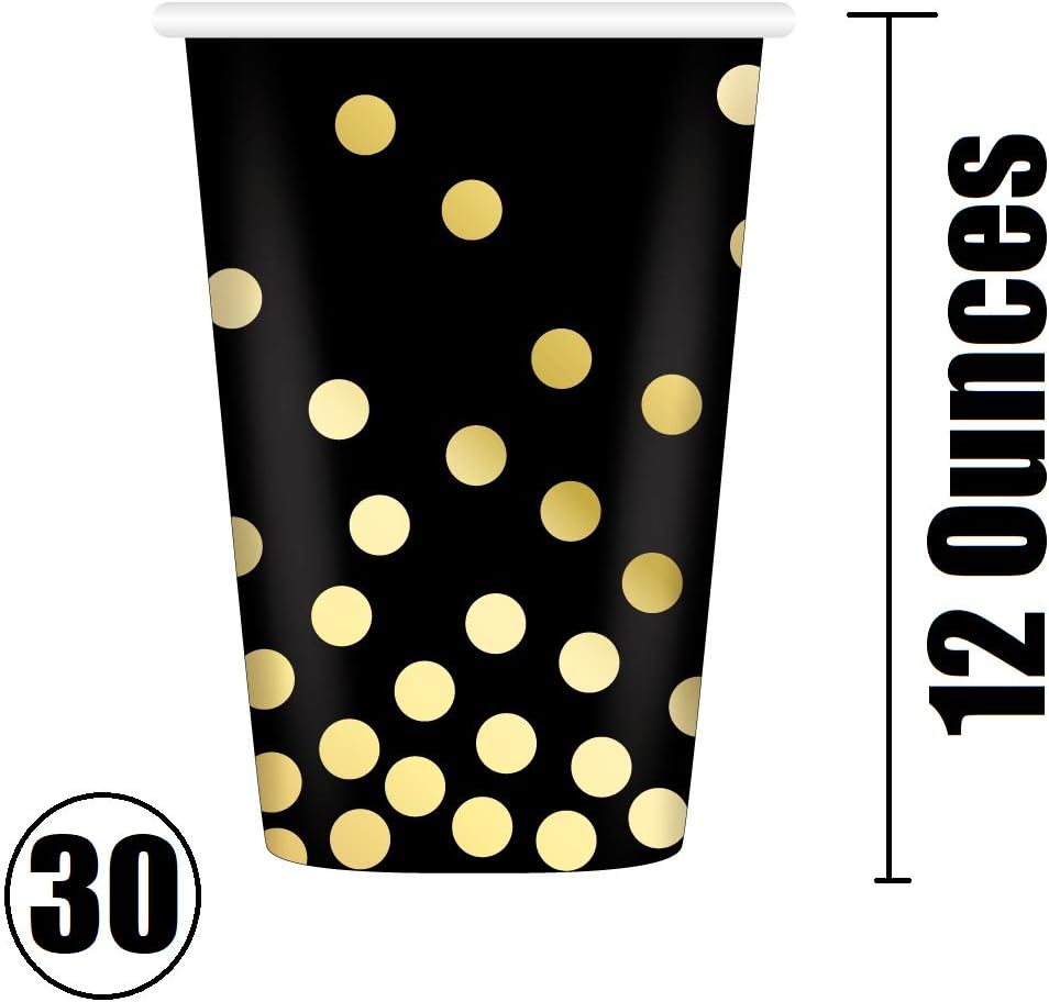 Oojami 30-Person Party Pack Black and Gold Supplies
