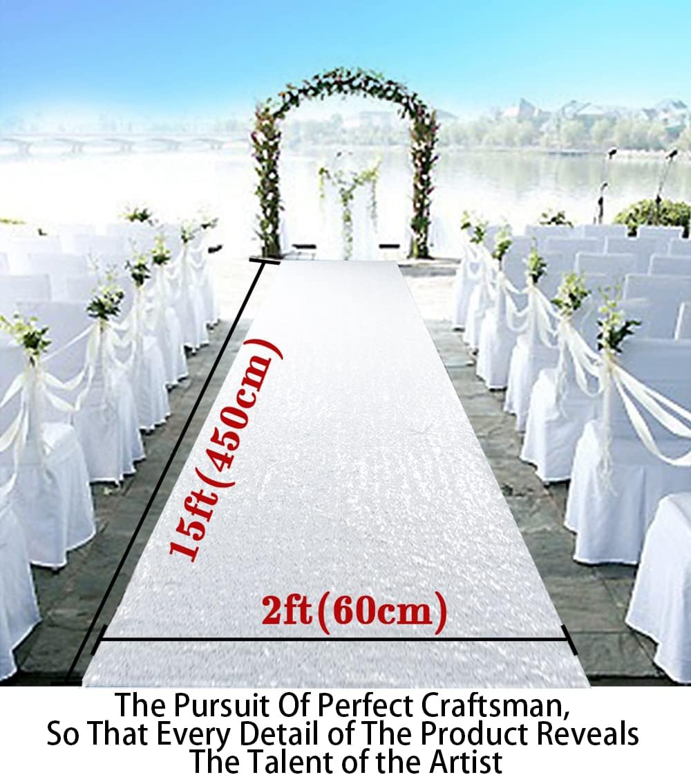 Glitter Aisle Runner for Weddings 2ft x 15ft Sequin Carpet