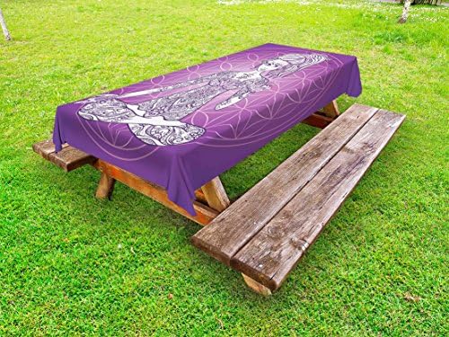 Lunarable Psychedelic Outdoor Tablecloth 58x104 Purple White