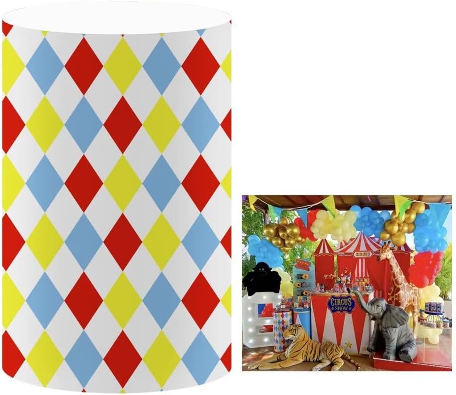 KONPON Circus Cylinder Plinth Covers Yellow Blue Red