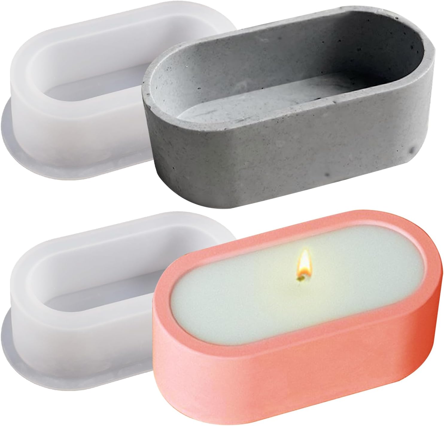 Wehous 2PCS Oval Silicone Candle Holder Mold