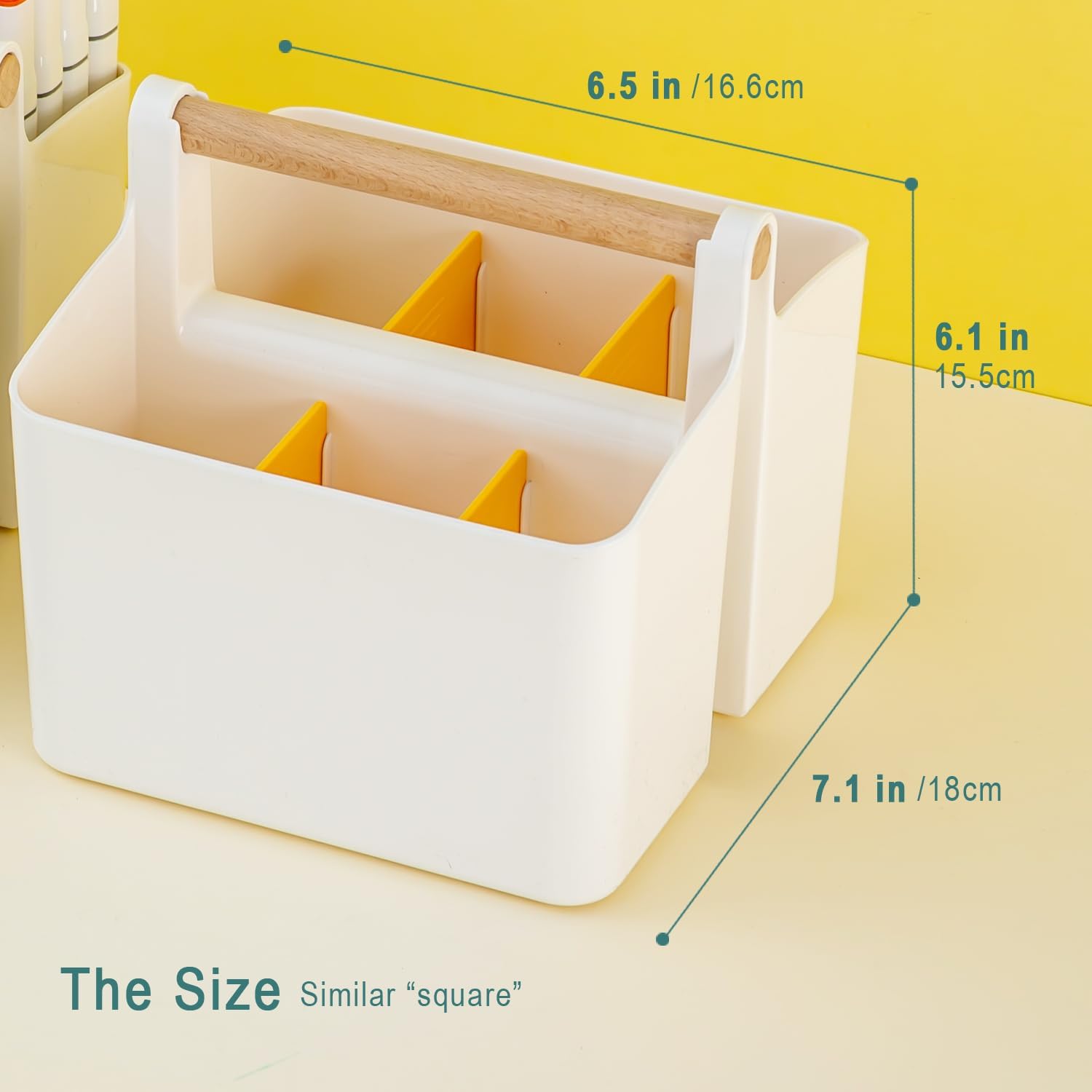 Vidifor Art Supply Organizer Caddy with Handle - Small White and Yellow