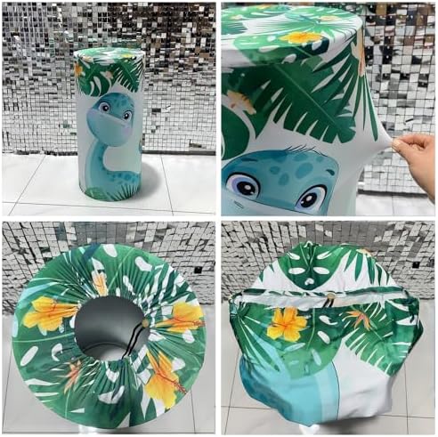 KONPON Blue Dinosaur Cylinder Table Cover for Birthday Decorations