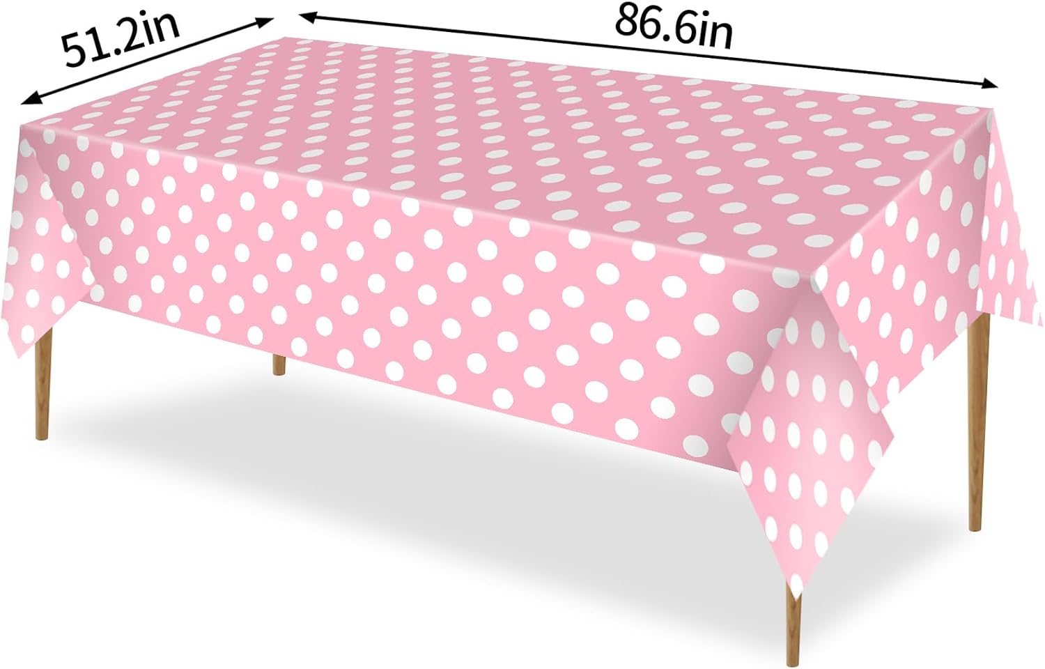 NKM 3 Pcs 866 x 512in Pink Polka Dot Tablecloth
