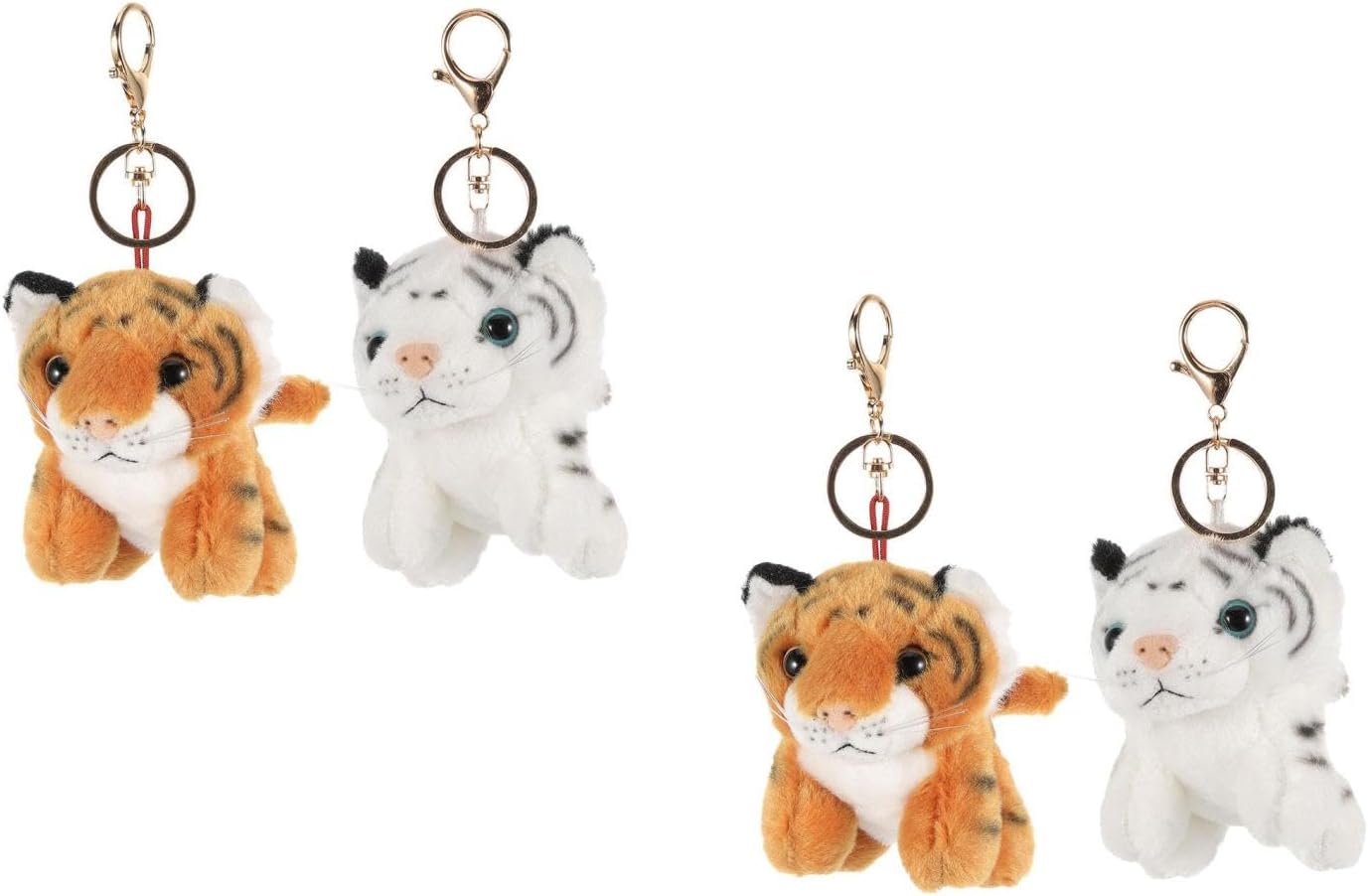 LUOZZY 4 Pcs Plush Tiger Keychains for Backpacks Handbags