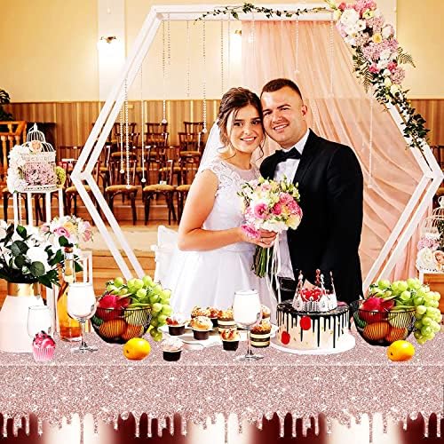 Pink Rose Gold Tablecloths 2Pcs for Birthday Party Decor