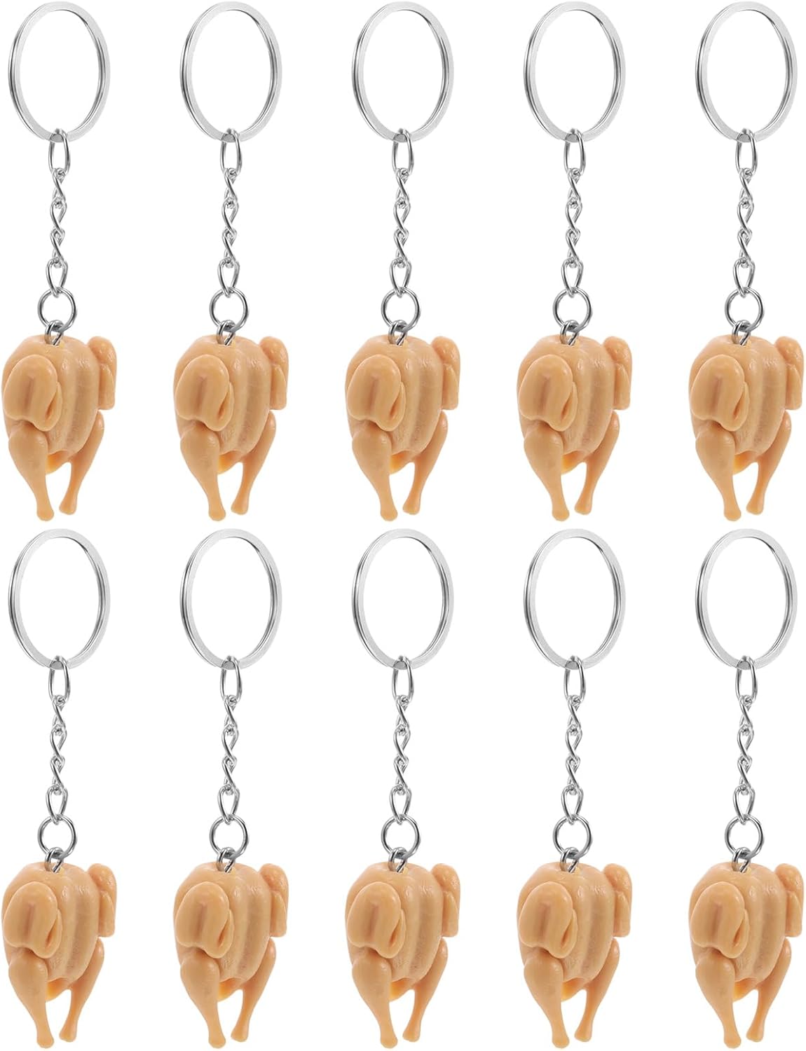 LOGOFUN 10PCS Mini Realistic Roast Chicken Keychain