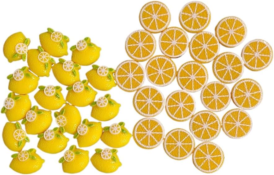 Ebonee Mini Resin Lemon Orange Slices Decor Accents 40 Pack
