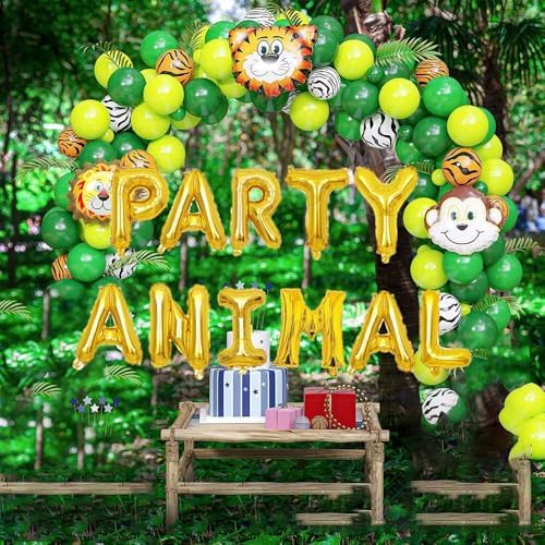 KUNGOON Gold Foil Letter Balloons for Party Animal Birthday