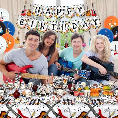 Guitar Birthday Party Decorations Set