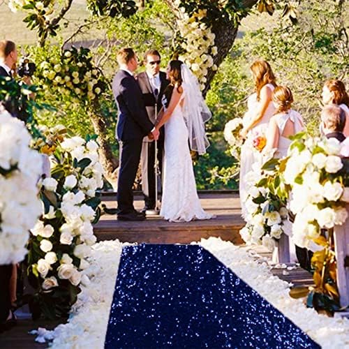 ShiDianYi Sequin Aisle Runner Wedding 2FTx15FT Navy Blue