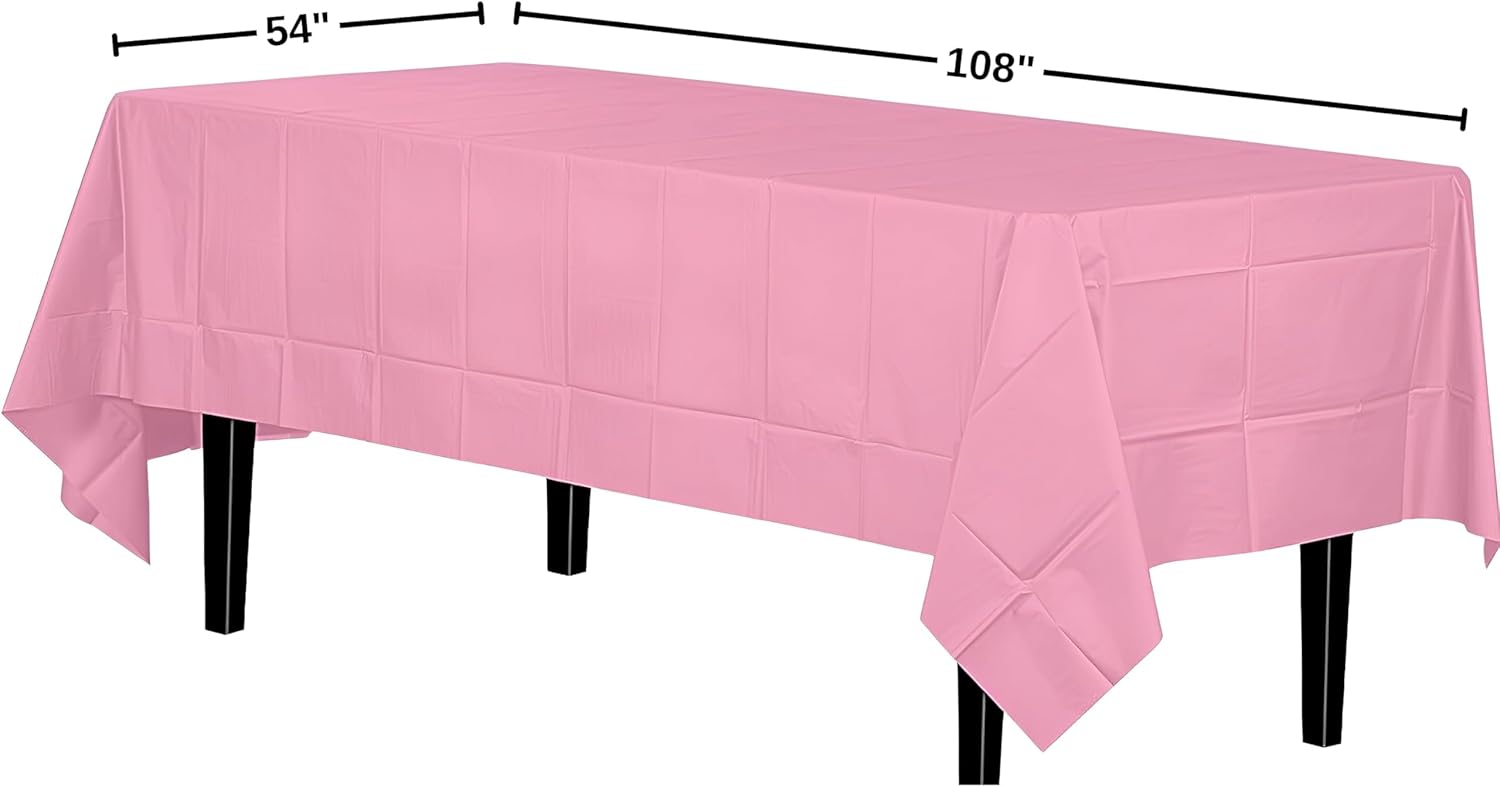 Premium Pink Plastic Tablecover 54x108 Heavy Durable
