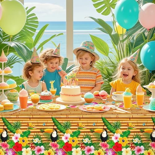 Babudeer 2 Pack Hawaiian Luau Tablecloths 54x108 Inch