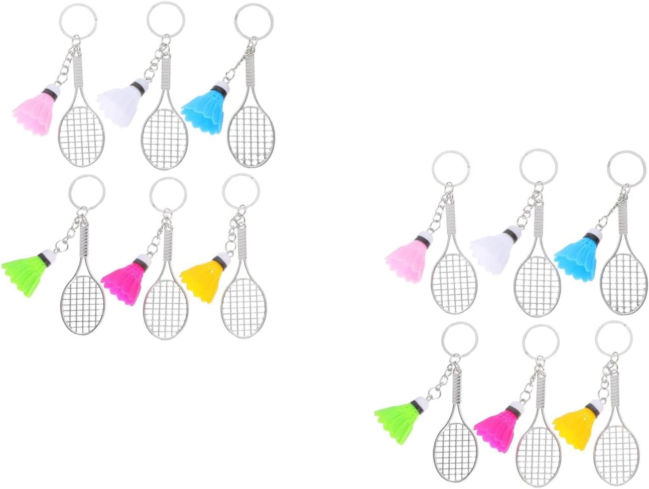 LOGOFUN 12PCS Mini Alloy Badminton Racket Keychain