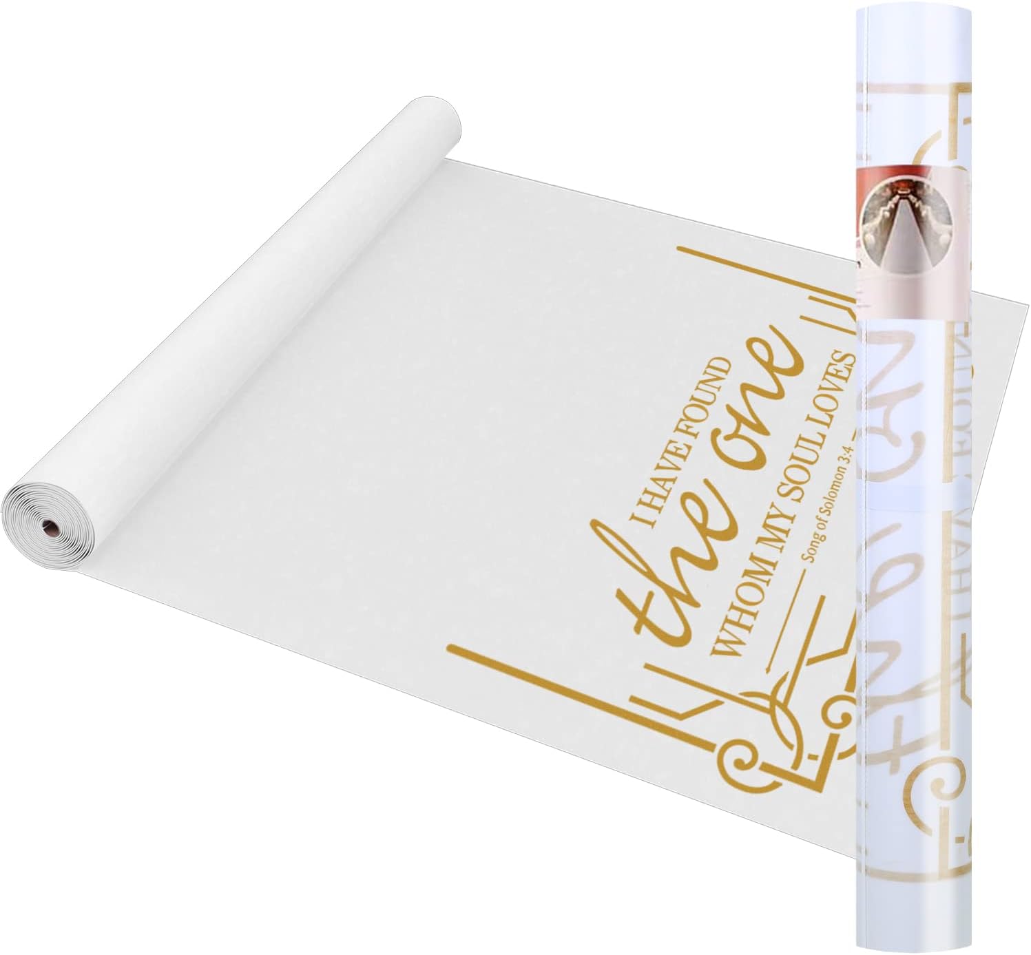 White Wedding Aisle Runner with Pull String 3x50 Feet 1