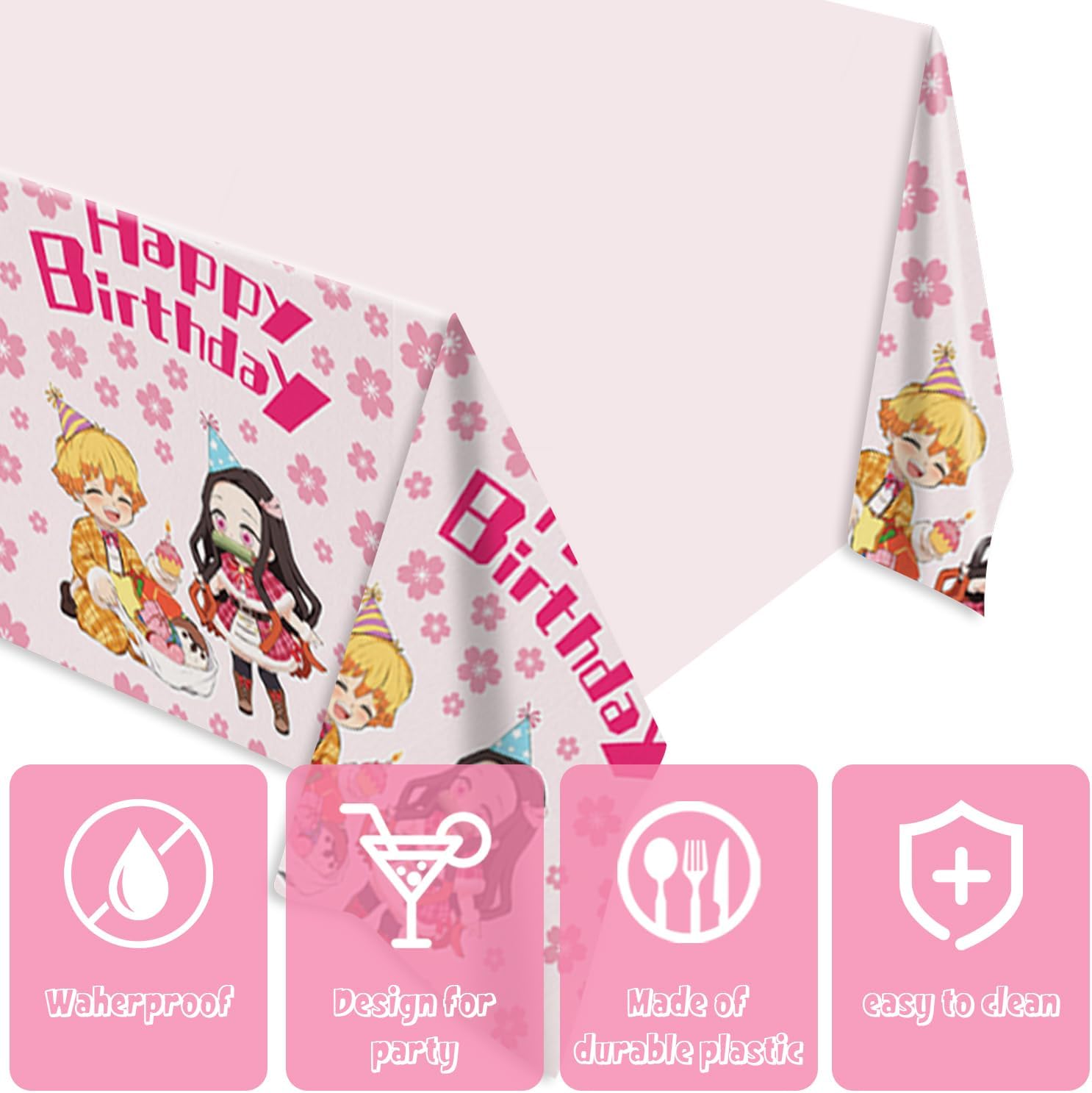 2Pcs Demon Tablecloth Disposable Tablecover for Birthday Party Decorations