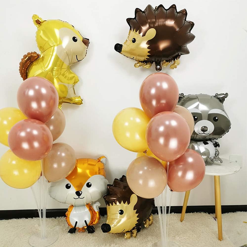 Woodland Animal Balloons 4PCS Fox Hedgehog Squirrel Raccoon