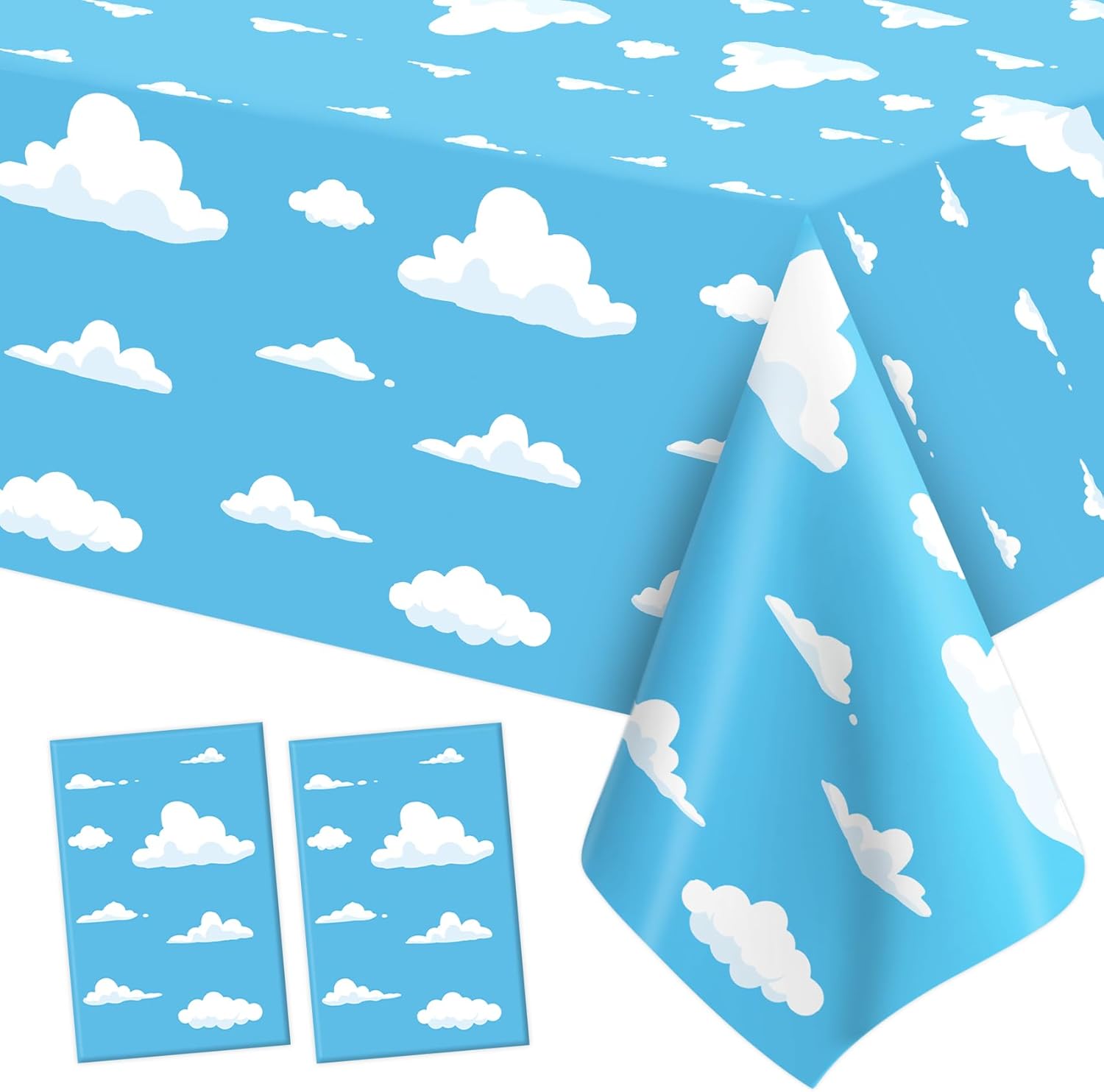 2 PCS Blue Sky and White Clouds Tablecloth for Birthday Party Supplies