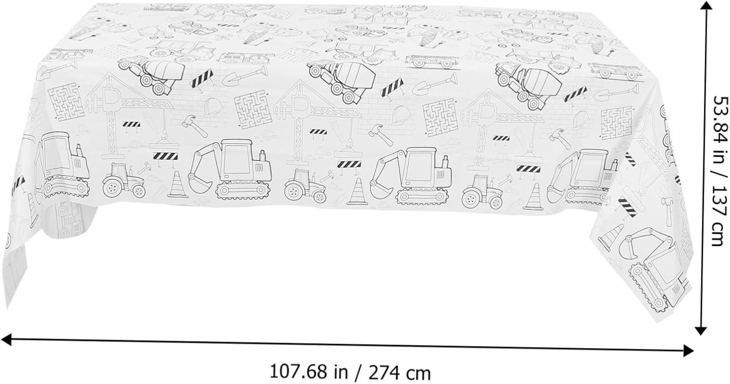 Uonlytech Birthday Coloring Tablecloth for Kids Parties