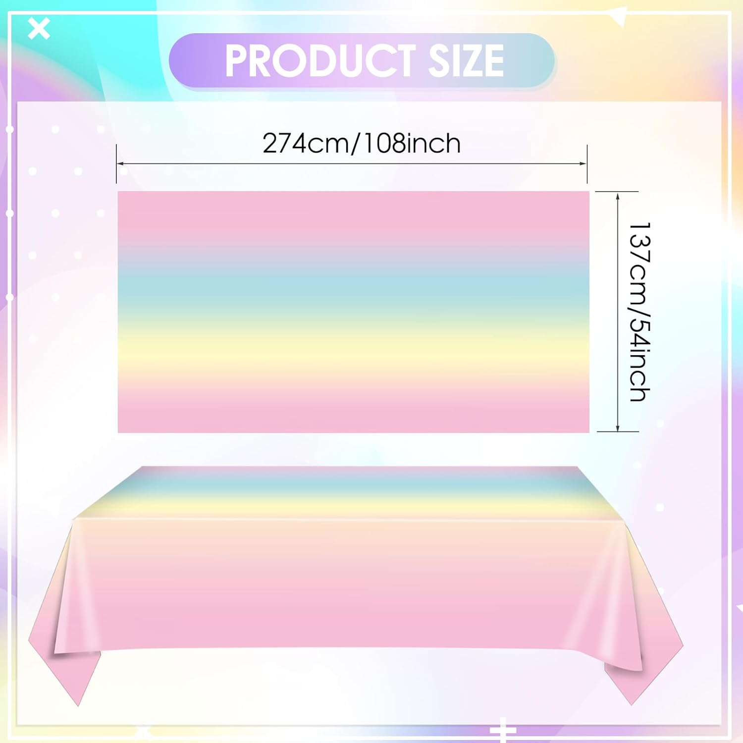 6 Pack Pastel Rainbow Disposable Table Covers for Parties