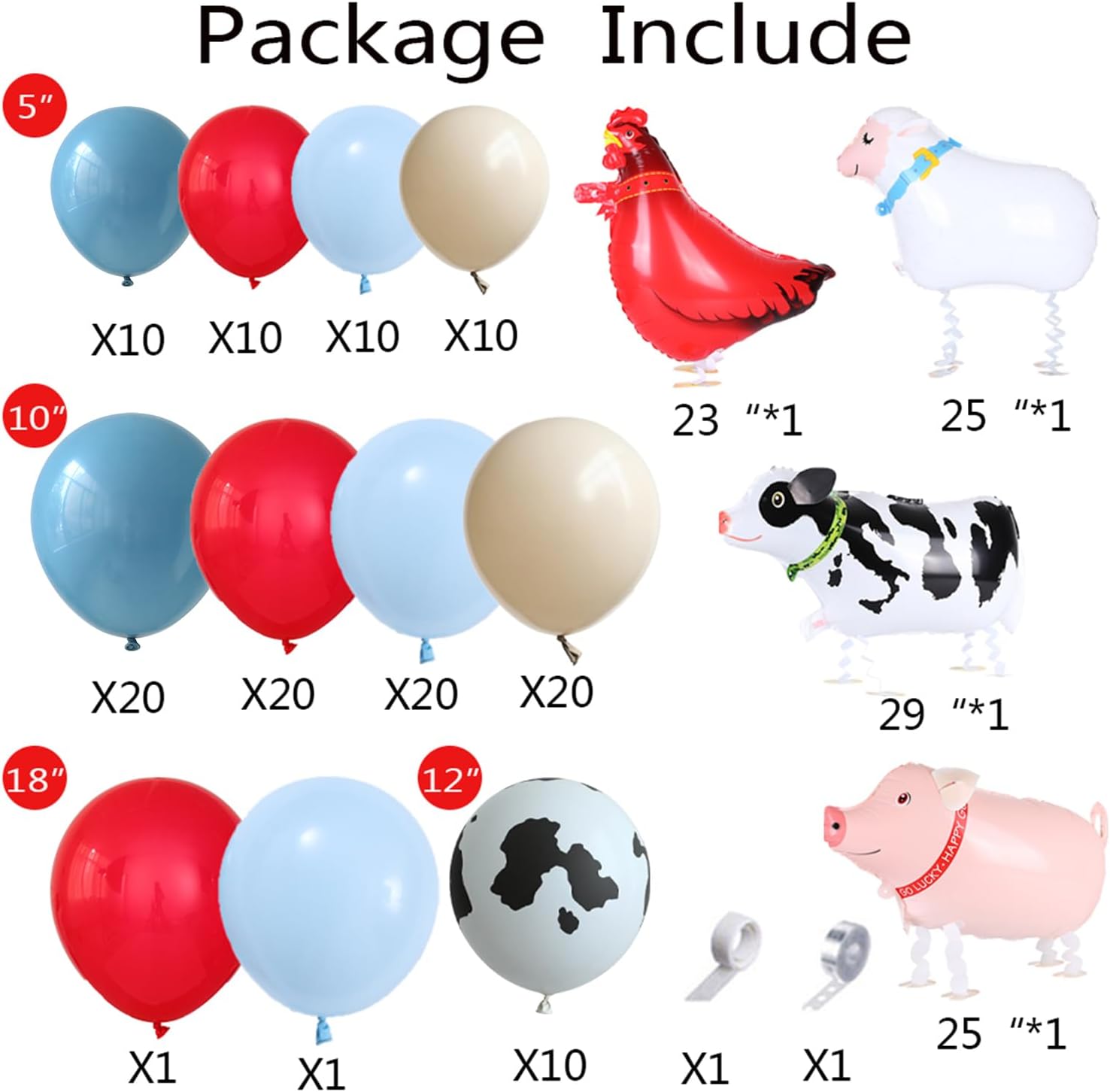 Farm Animals Party Decorations 138Pcs Balloon Kit