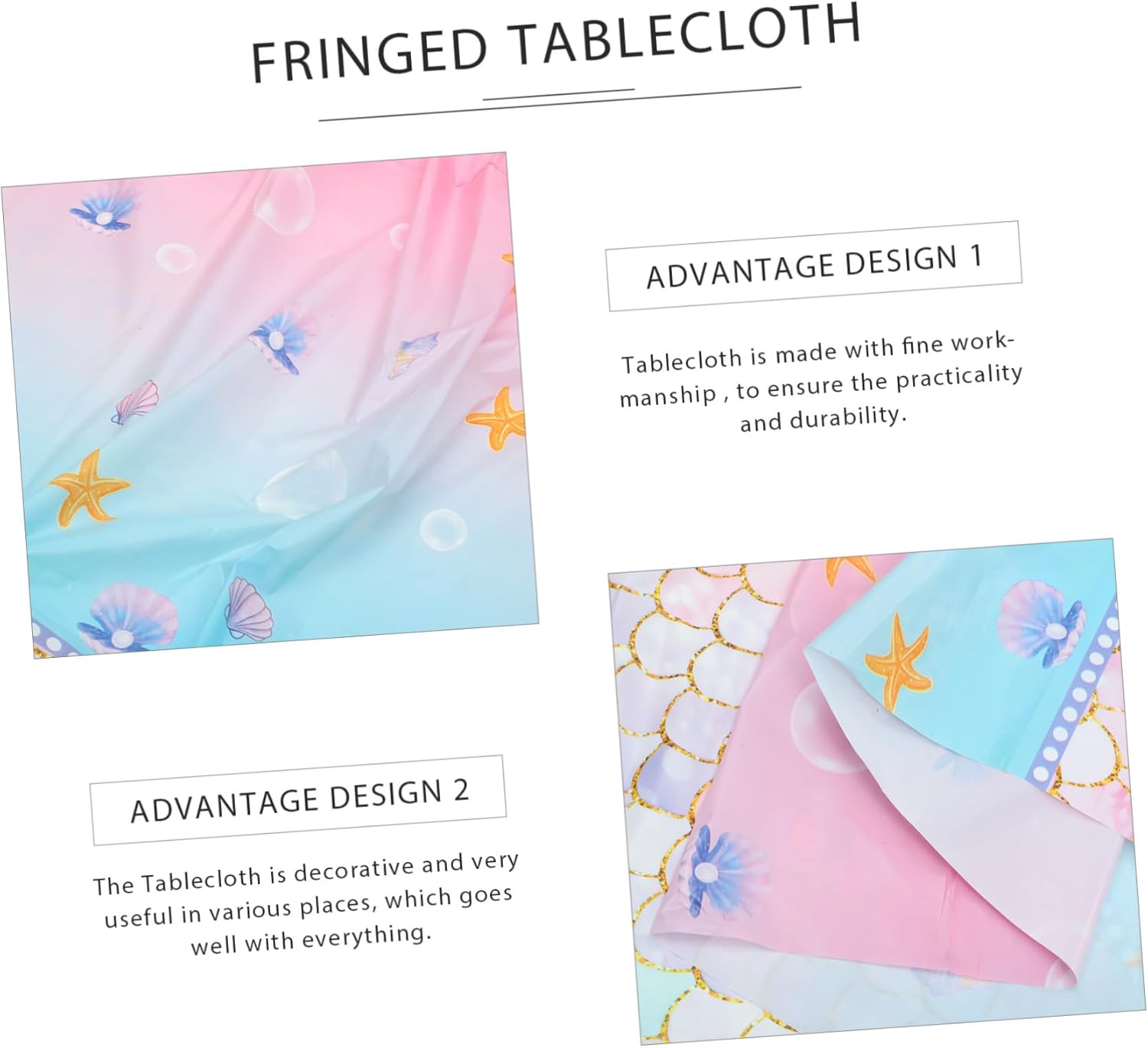IMIKEYA Mermaid Themed Party Tablecloth for Birthday Celebrations