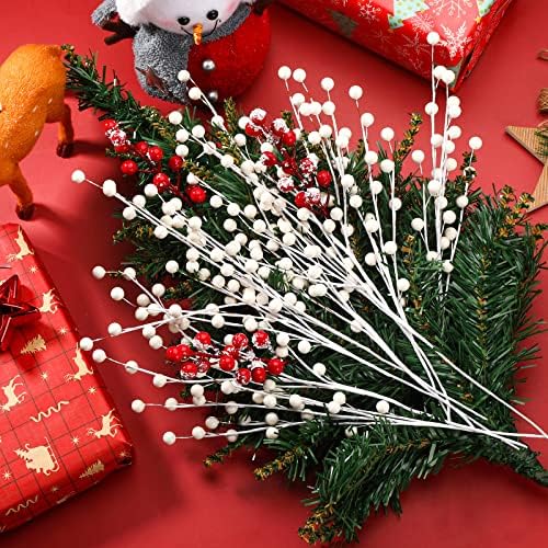 Tatuo 20 Piece Artificial Holly Berry Stem Set