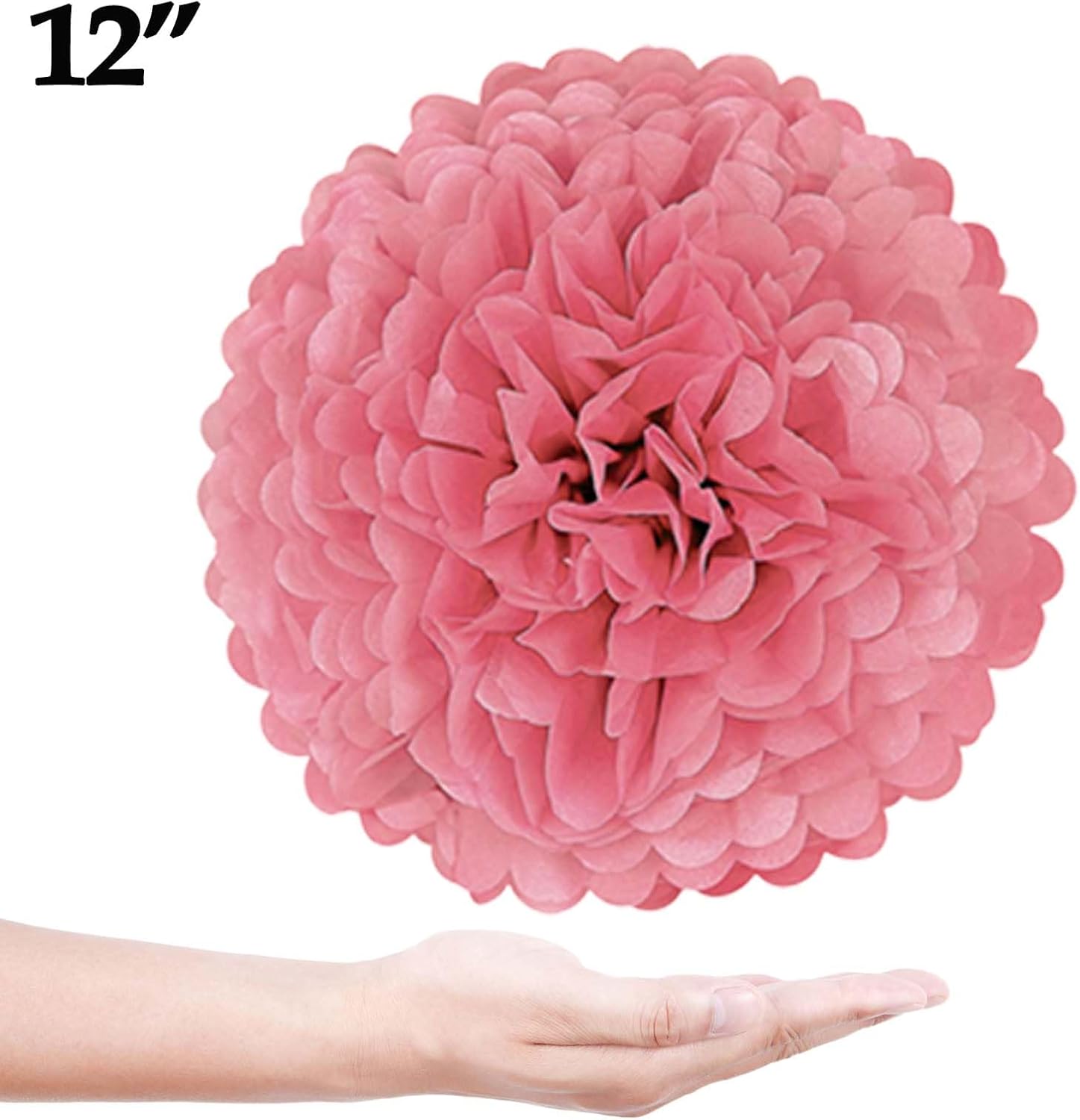 Pink White Tissue Paper Pom Poms Flower Set 27PCS