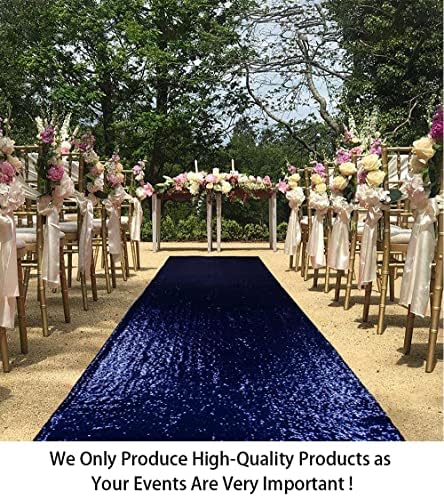 ShiDianYi Sequin Aisle Runner Wedding 2FTx15FT Navy Blue