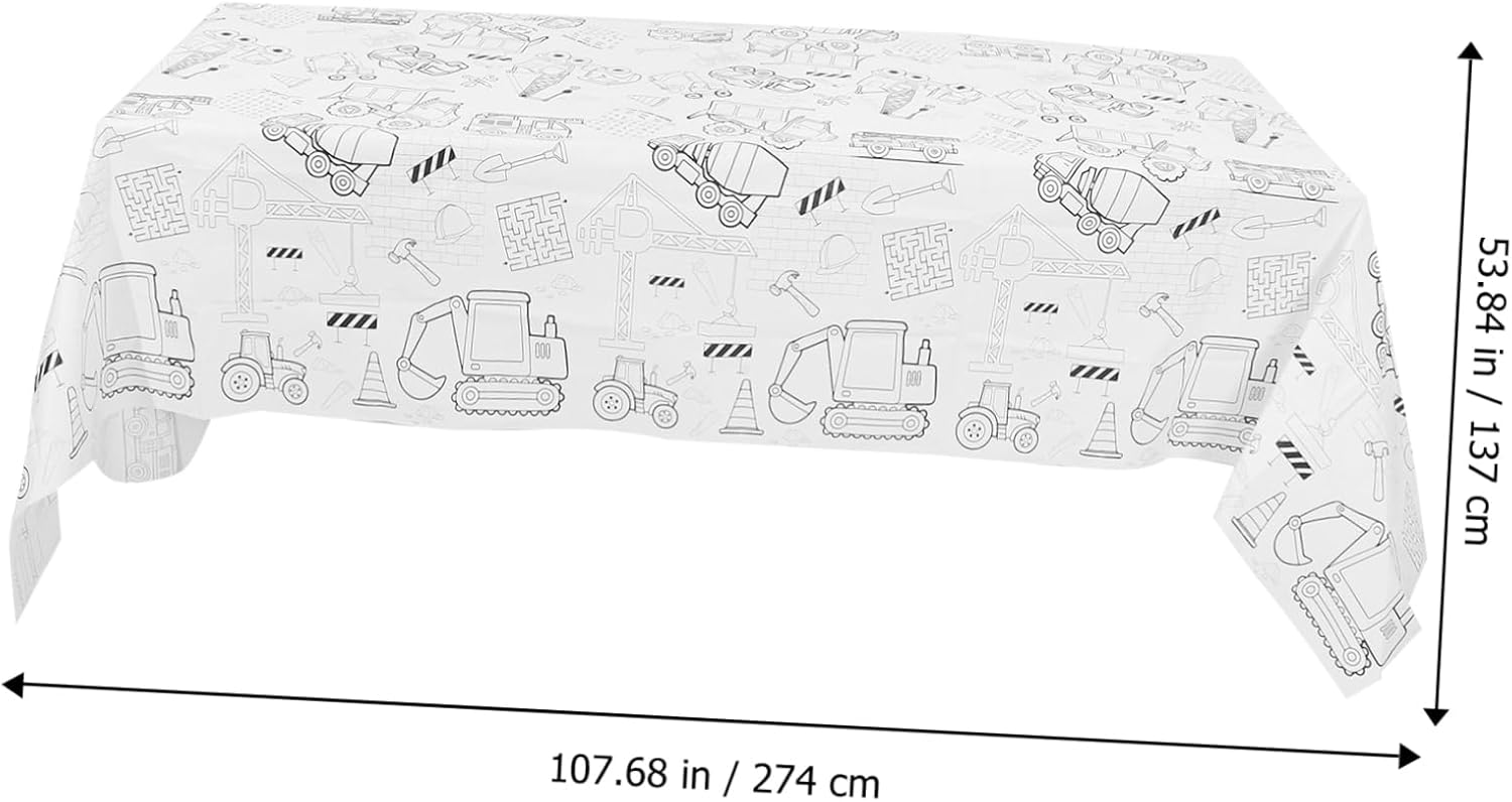 DOITOOL Birthday Coloring Tablecloth Construction Theme