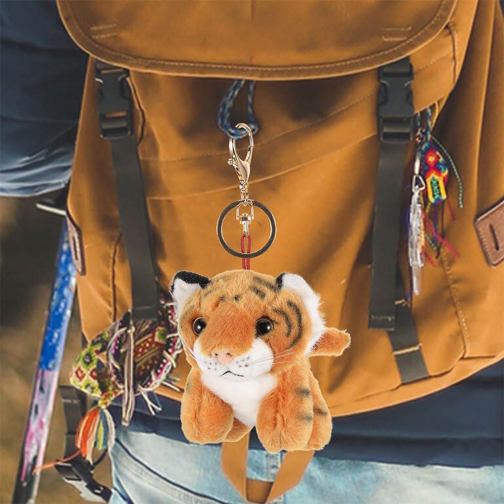 LUOZZY 4 Pcs Plush Tiger Keychains for Backpacks Handbags