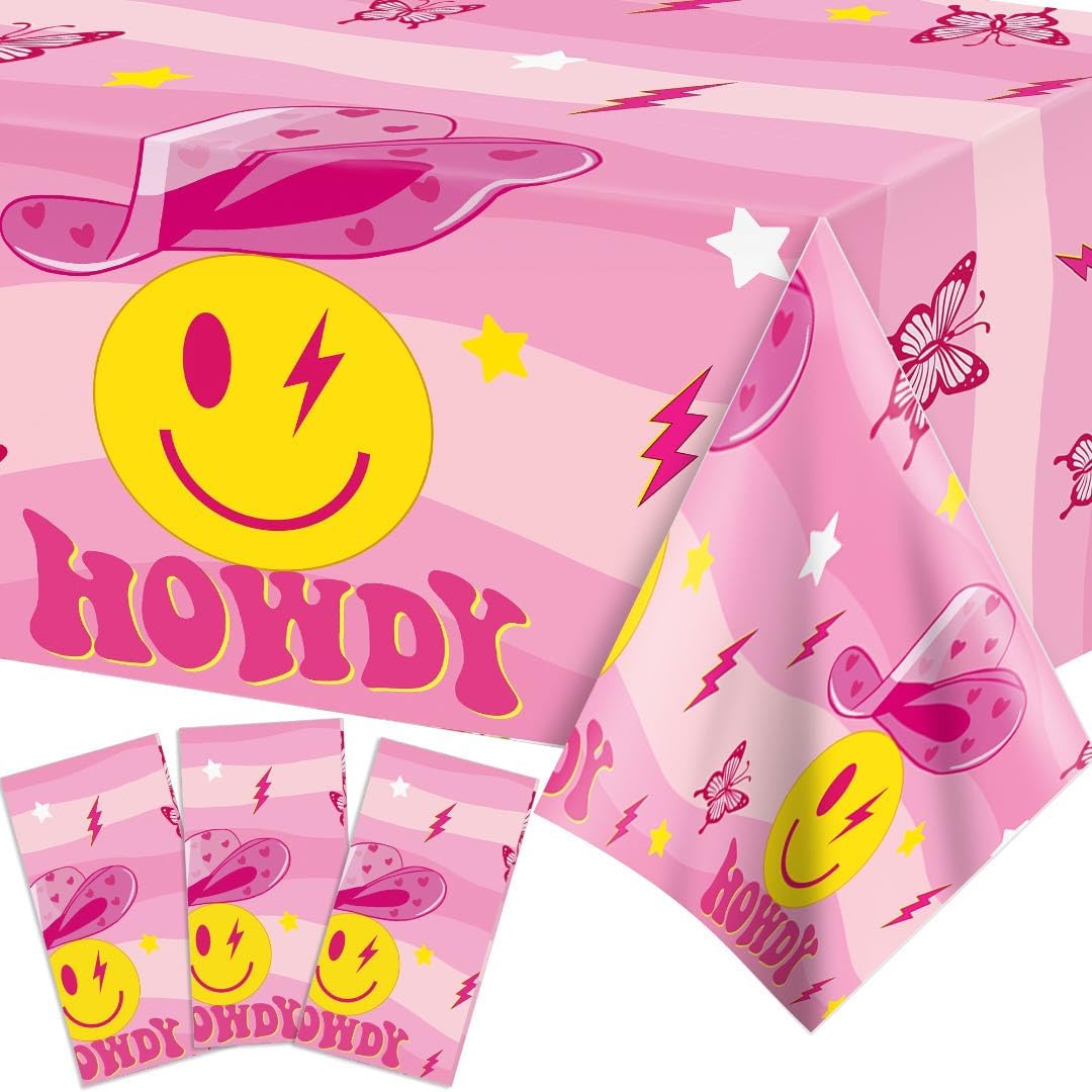 3 Pack Preppy Pink Smile Face Tablecloths