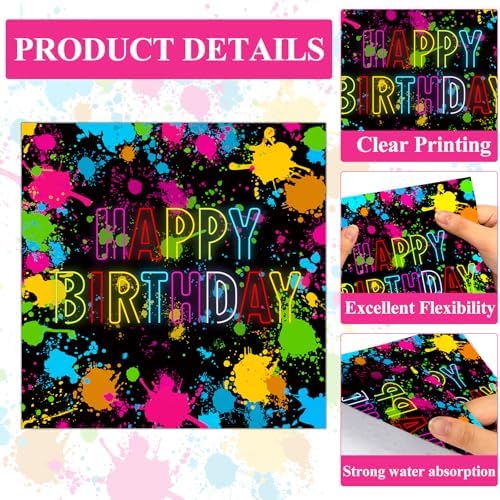 48Pcs Neon Glow in the Dark Party Plates and Napkins