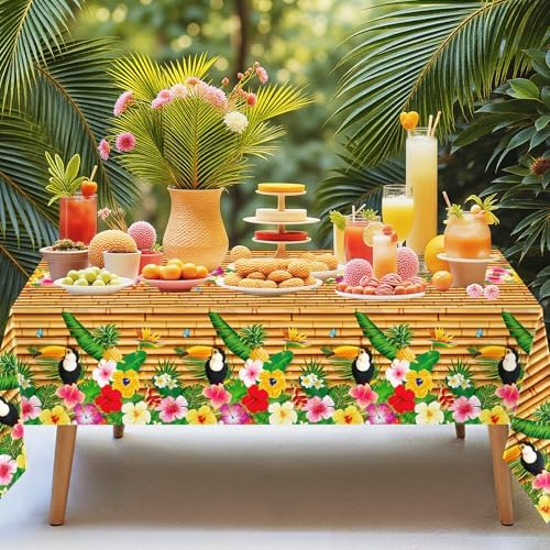 Babudeer 2 Pack Hawaiian Luau Tablecloths 54x108 Inch