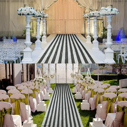 RunNico 99x33ft Black and White Striped Gossamer Roll