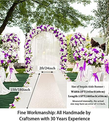 ShiDianYi Ivory Sequin Aisle Runner Wedding 2ft x 15ft