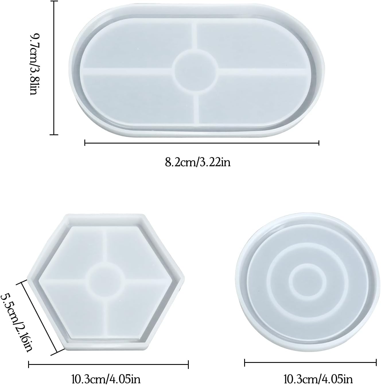 Gabrella 3 Pcs Silicone Resin Mold Set for DIY Coasters and Trays