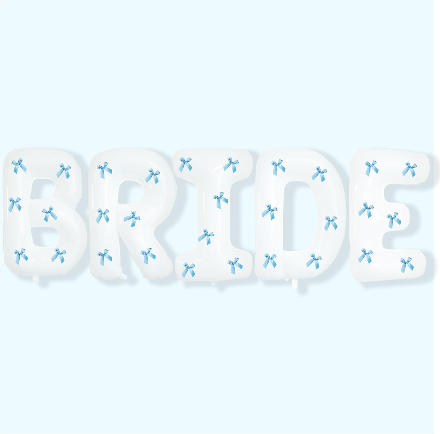 40 Inch White Bride Balloons with 30 Light Blue Bows