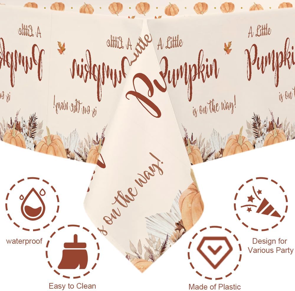MEHOFOND Fall Boho Pumpkin Baby Shower Tablecloth - 3 Pack