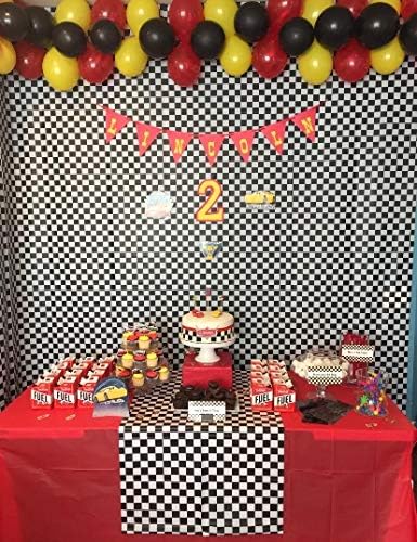 Oojami 4 Pack Black and White Checkered Table Covers
