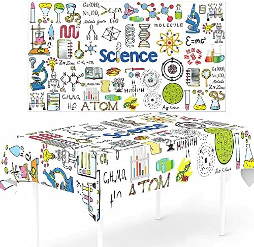 1pc Science Themed Table Cover for Kids Birthday Lab Party