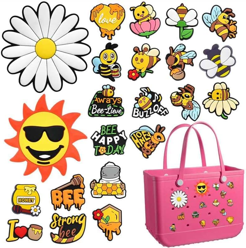 Honey Bee Themed Bogg Bag Charms for Beach Tote Bags
