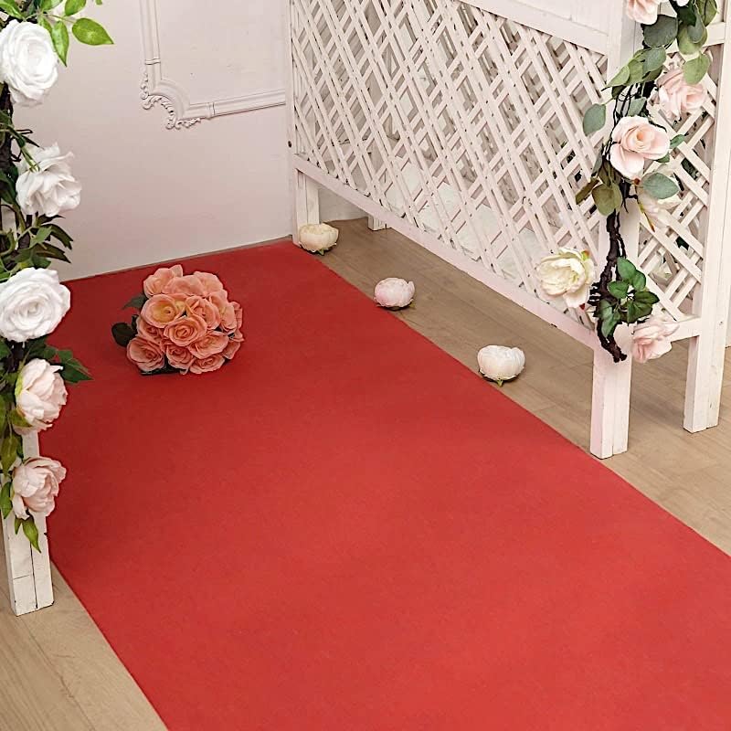 BalsaCircle 100 Feet Red Rayon Aisle Runner for Wedding Events
