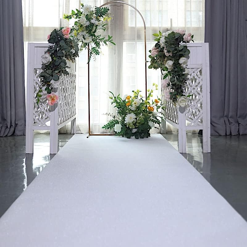 Balsa Circle 50 Feet White Glittered Aisle Runner