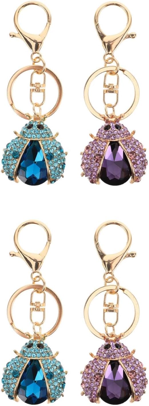 LOGOFUN 4PCS Ladybug Keychain Zinc Alloy Charm Pendant Gift